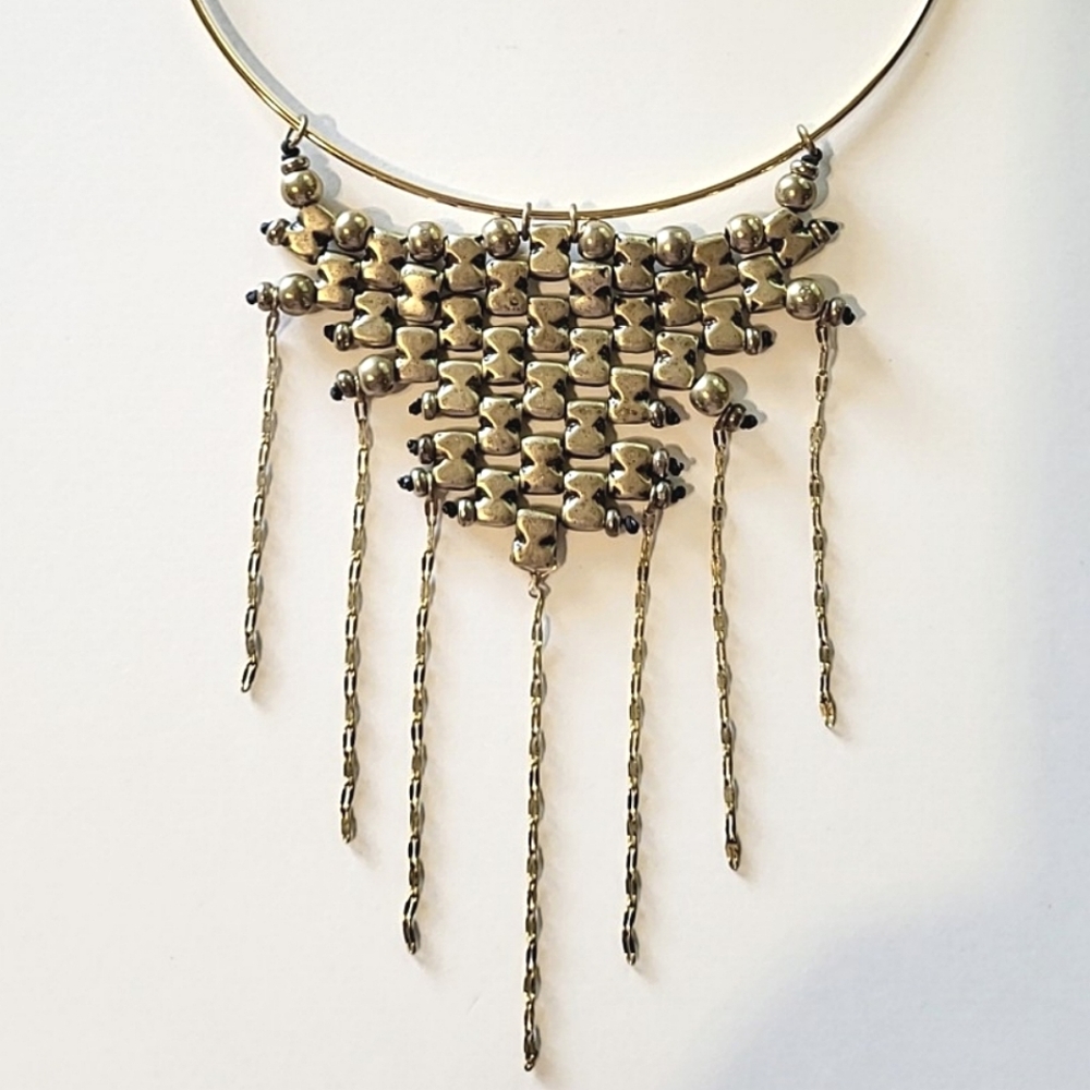 SOLD!!! ANTHROPOLOGIE PALMIRA BIB NECKLACE - GOLDTONE - Picture 9 of 9